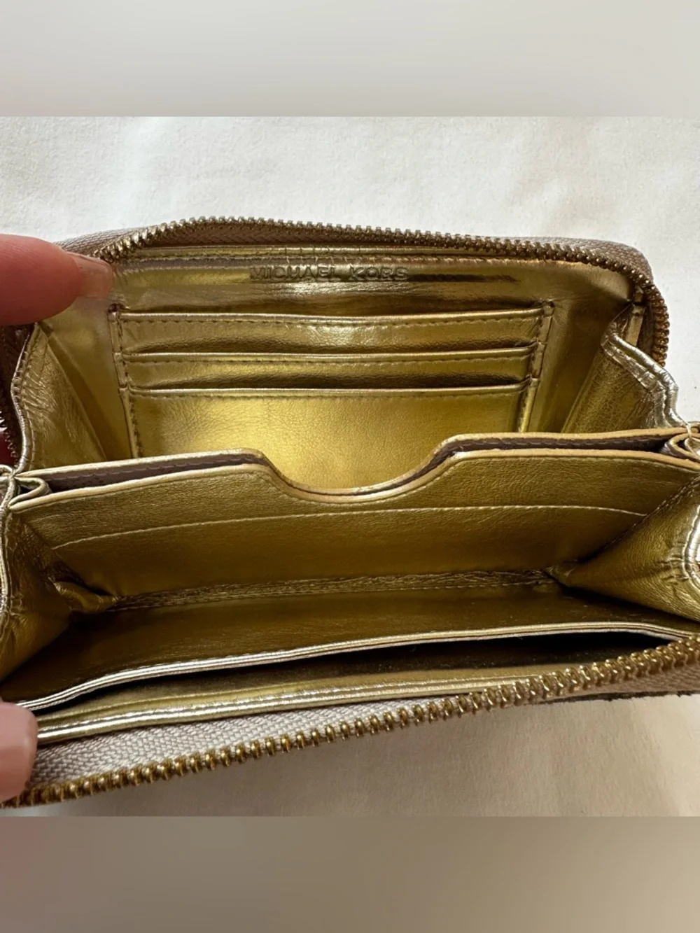 Michael Kors Jet Set Travel Continental Gray Tan Snake Embossed Wristlet Wallet